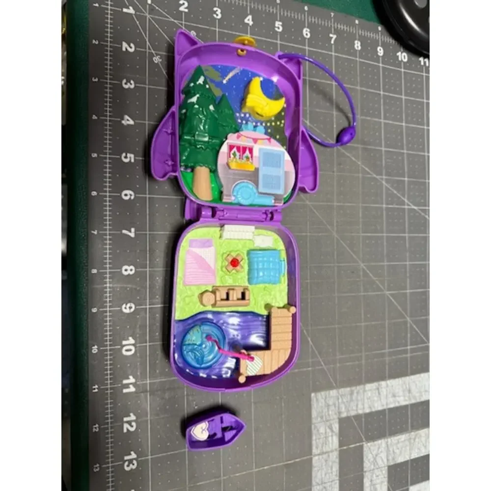 Mattel 2019 Polly Pocket World Owl‎ Owlnite Campsite Compact INCOMPLETE